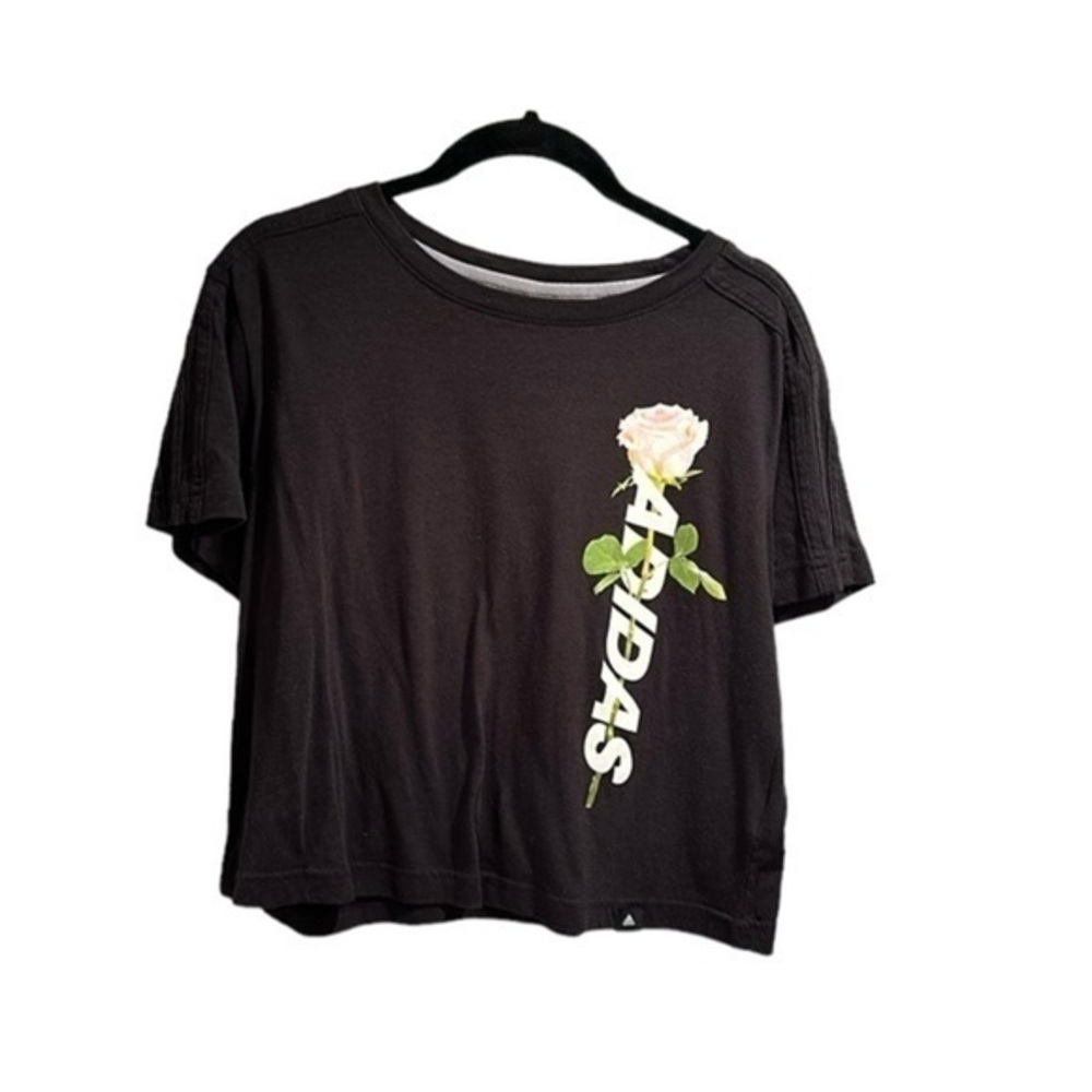 Adidas short sleeved black T-shirt with rose graphic Size S